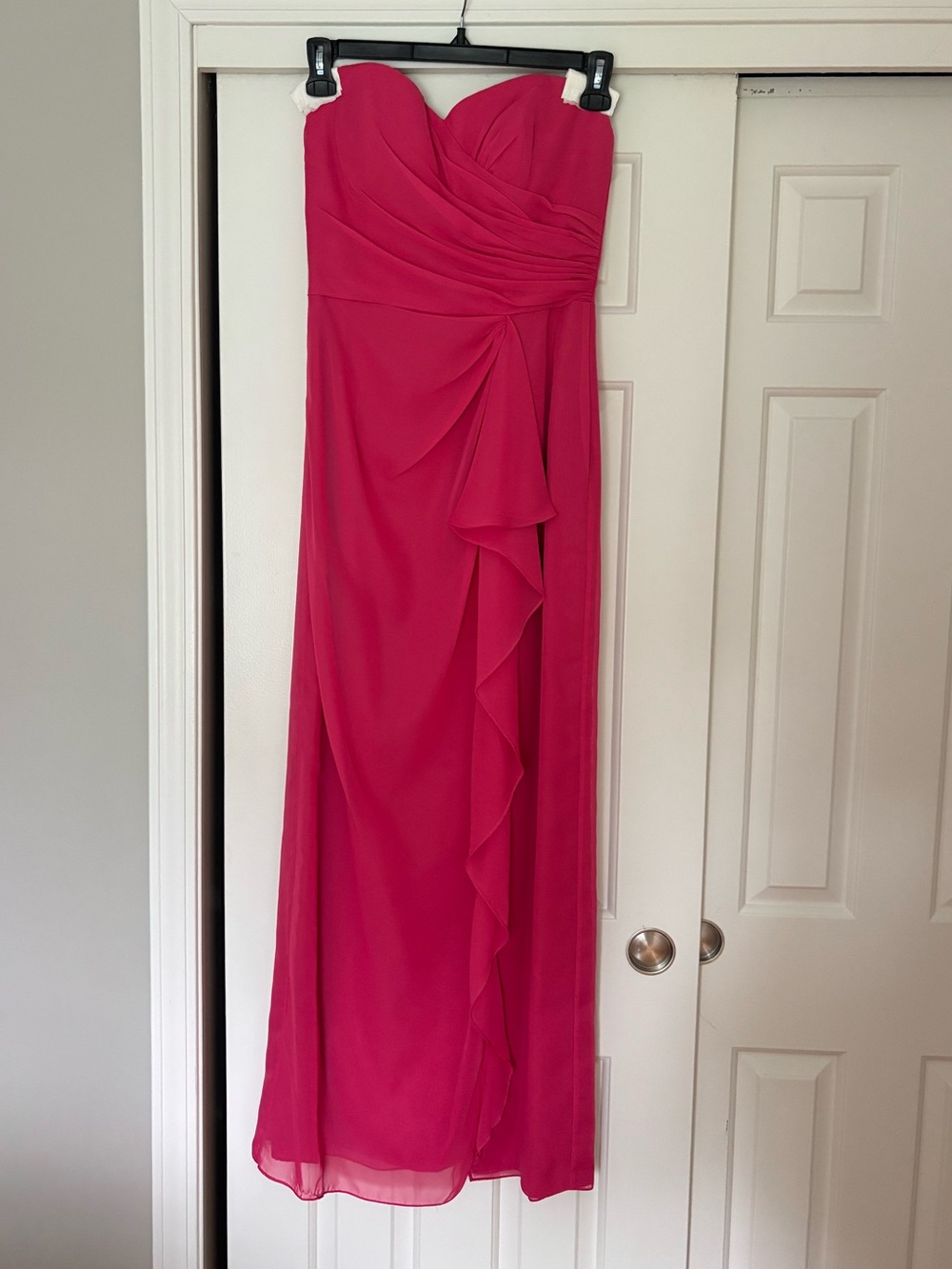 Jordan Hot Pink Fuchsia Strapless Formal Prom Dress Ruched Ruffle
